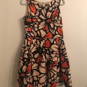 Scuba Circle Dress in Floral: blush, coral, black